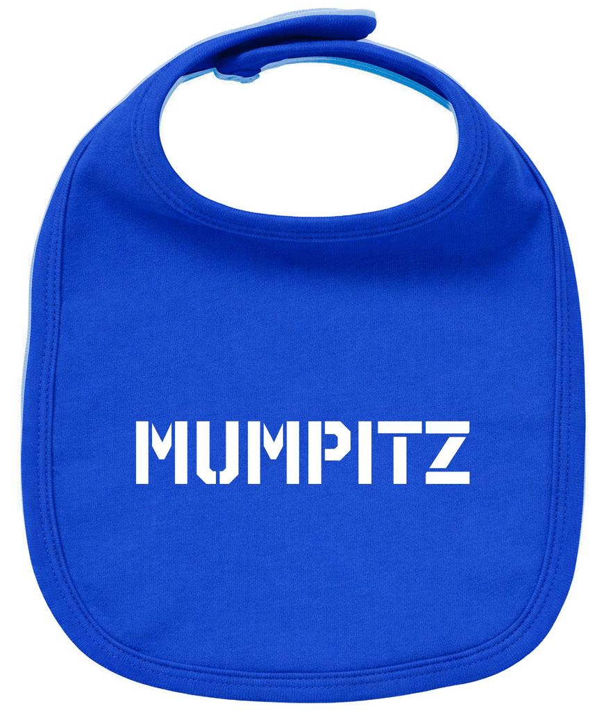 Huuraa Baby Lätzchen Mumpitz Schriftzug Royal Blue Klettverschluss Baumwolle Latz Geschenkidee