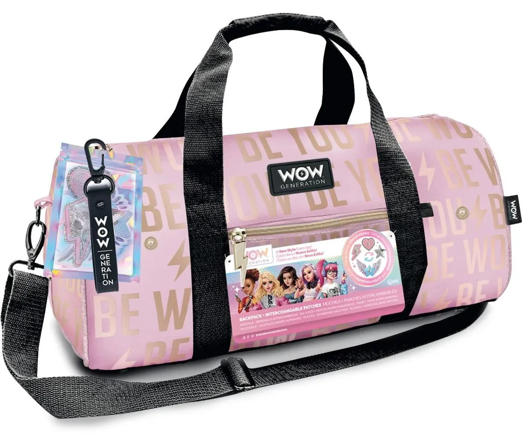 Sac à bandoulière Wow Generation rose avec patchs interchangeables
