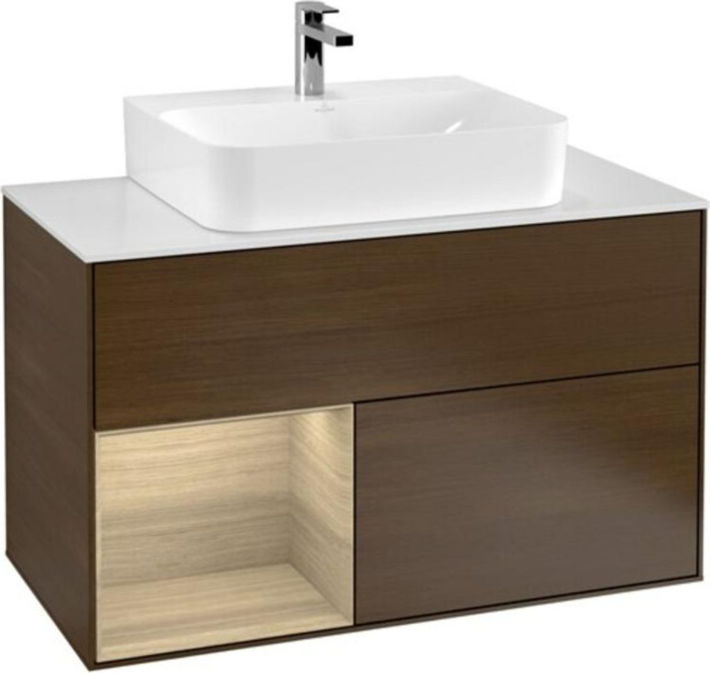 V&B Waschtischunterschrank Wandbeleuchtung Finion 100, Pl wh. m, Reg li Oa ven, wal ven