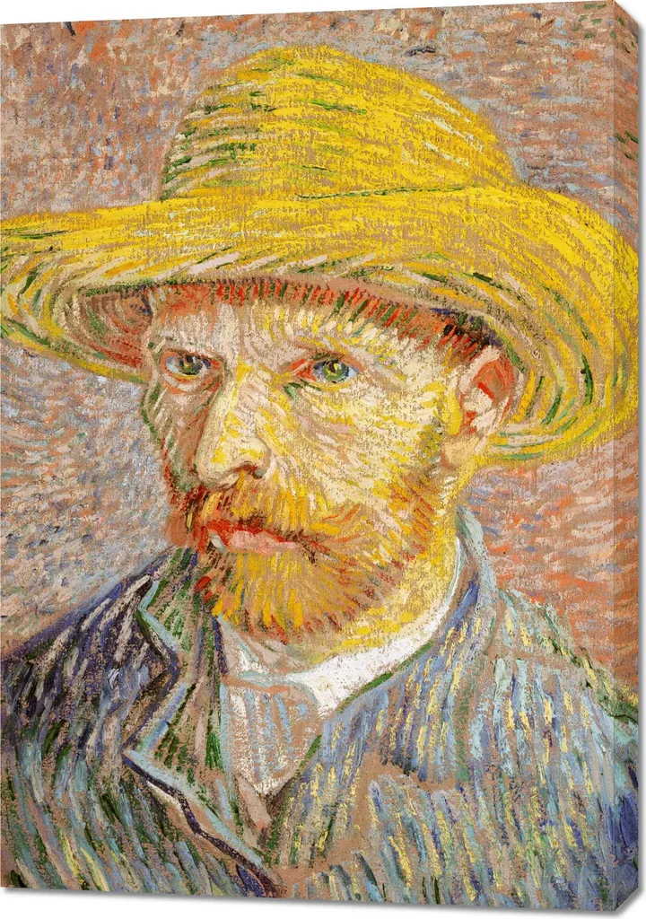 Tableau 70 x 100 cm Autoportrait au chapeau de paille Van Gogh Vintage