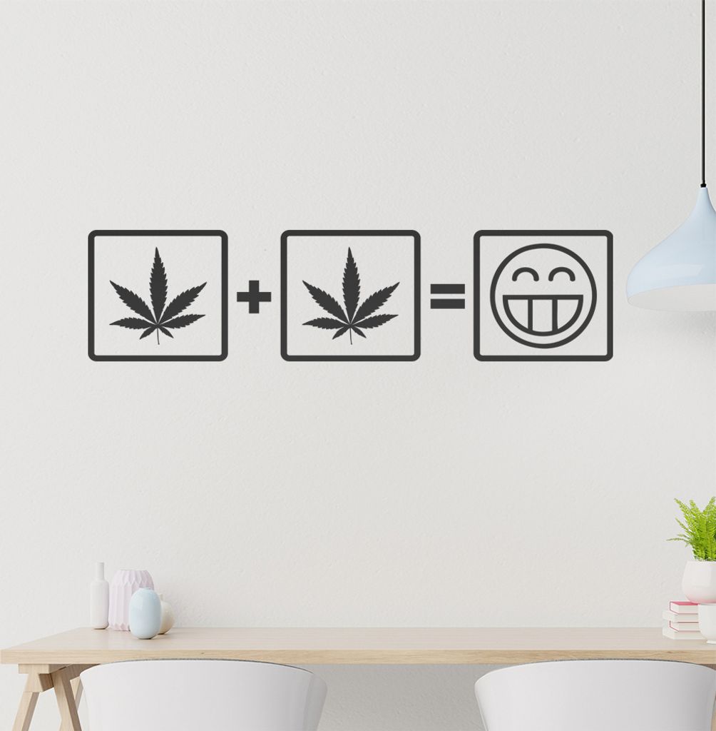 Hnafblatt + Hanfblatt Wandtattoo in 6 Größen - Wandaufkleber Wall Sticker - Dekoration, Küche, Wohnzimmer, Schlafzimmer, Badezimmer