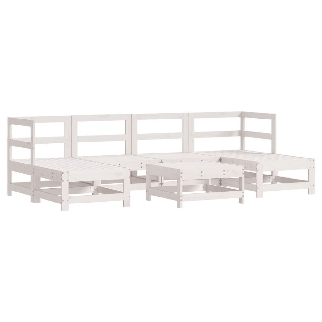vidaXL 7-tlg. Garten-Lounge-Set Weiß Massivholz Kiefer
