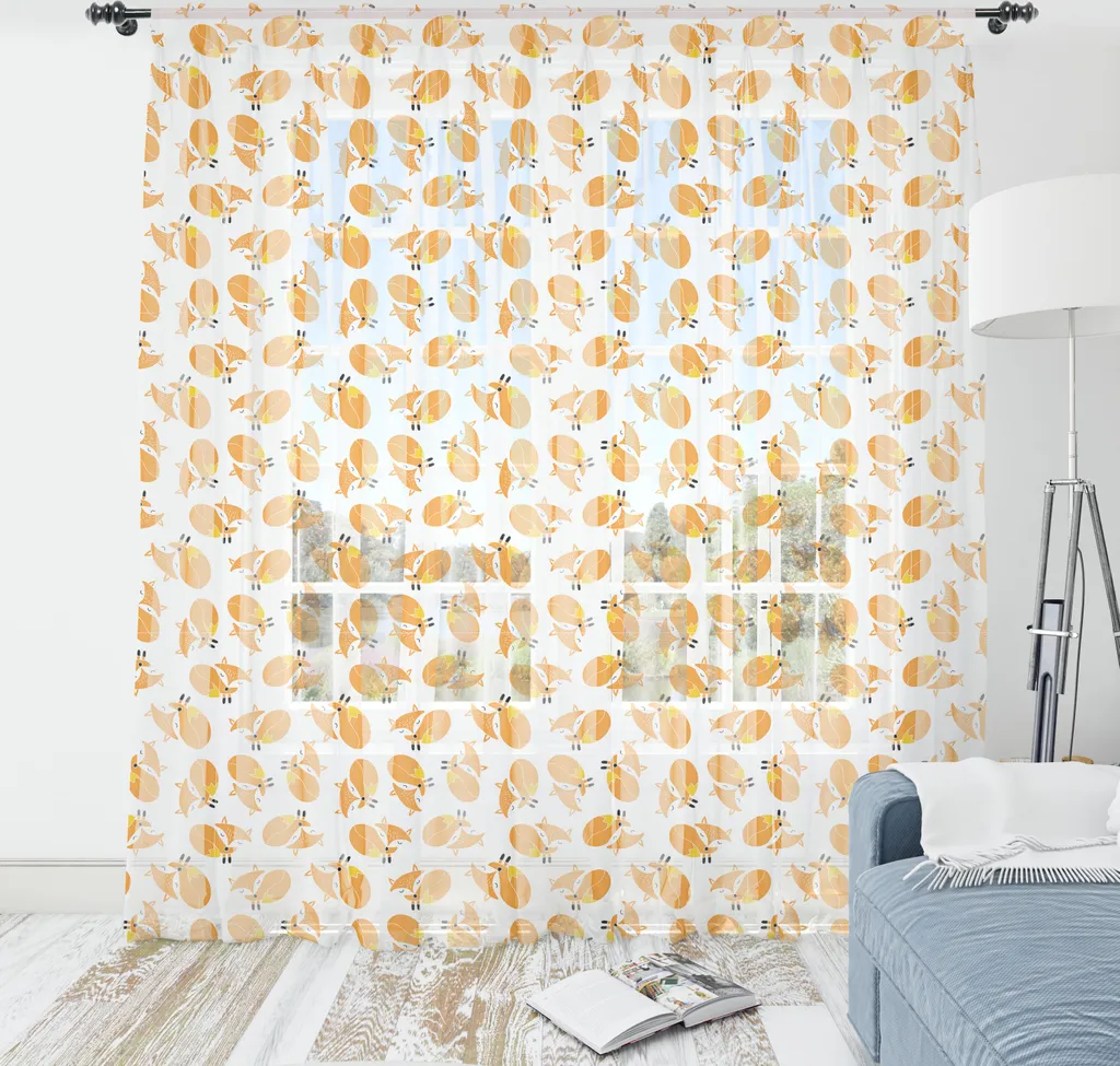 Tapisserie ABAKUHAUS Renard Endormi en Satin Soyeux Jaune 135x274 cm