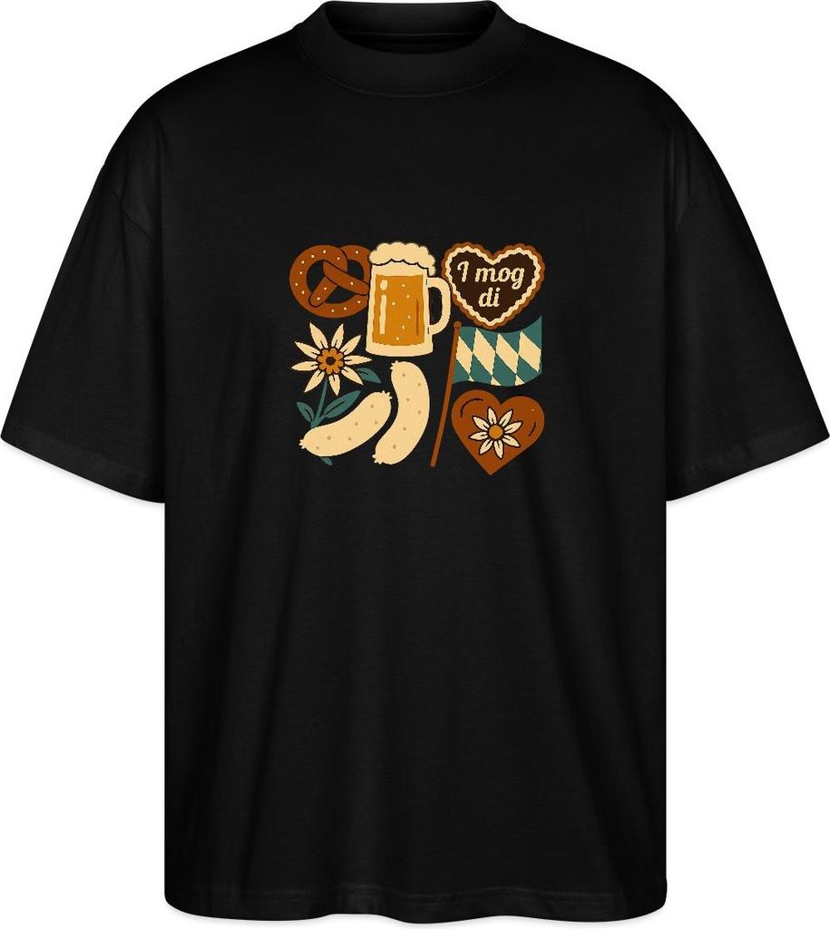 Spreadshirt Bayern Volksfest Trachtenshirt Oversize Uni T-Shirt, XS, Schwarz
