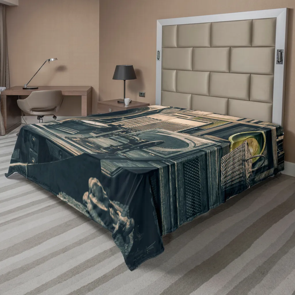 Jeté de Lit Décoratif 275x260 cm Thème Antiquités pour Grand Couchage