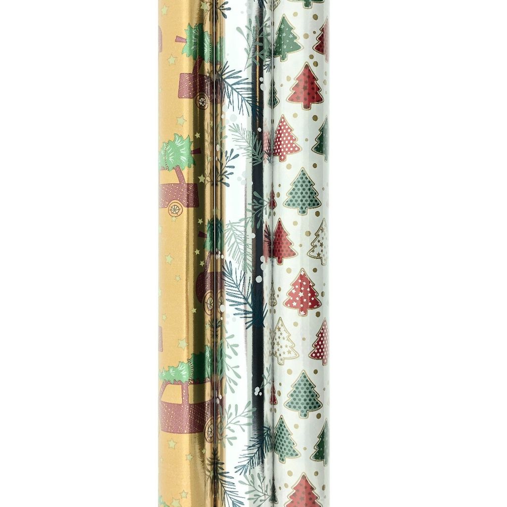 Assortimento di carta da regalo natalizia metallizzata K24 Immagine del prodotto 