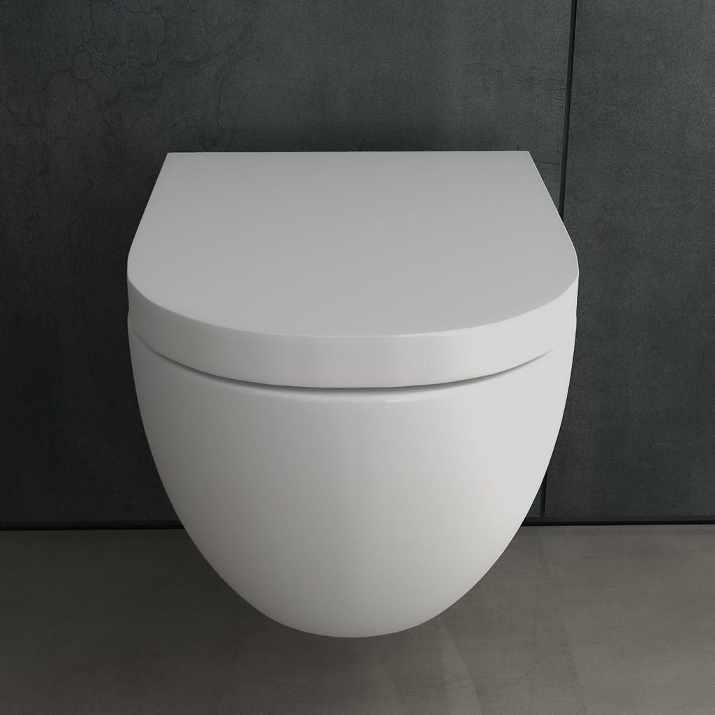 Alpenberger Hänge WC Komplettset | Wand WC Spülrandlos mit WC Sitz mit Absenkautomatik | Dusch WC mit Geberit WC Spülkasten Bausatz Betätigungs...