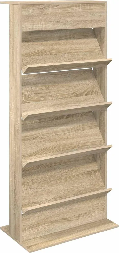 Mobile Vetrina Con Ante In Vetro E 5 Scomparti: Scaffale Libreria In Legno Multistrato, Colore Rovere Fumo, 82x30x185 Cm