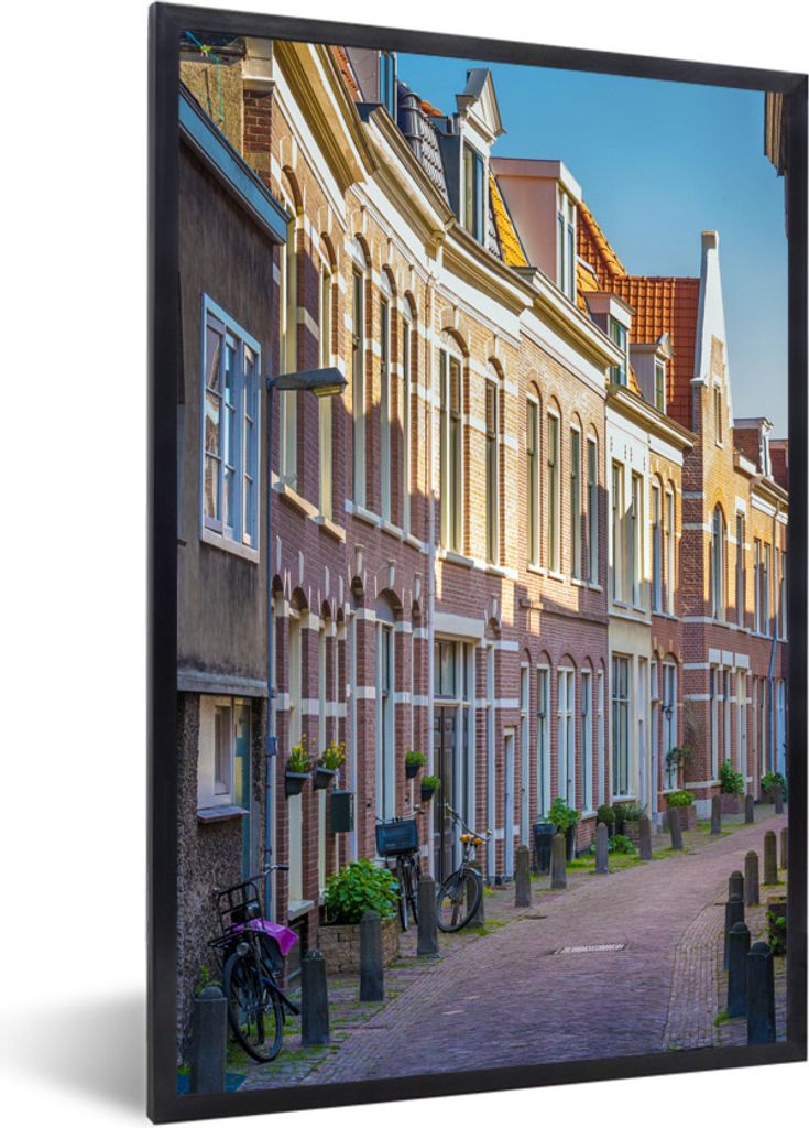 MuchoWow Gerahmtes Poster Haus - Haarlem - Fahrrad 20x30 cm - Poster mit Schwarzem Bilderrahmen Wandposter Rahmen Foto Bilder - Drucken - Bilder ...