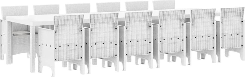 Garten Essgruppe 13 pcs Weiß Polt Rattan