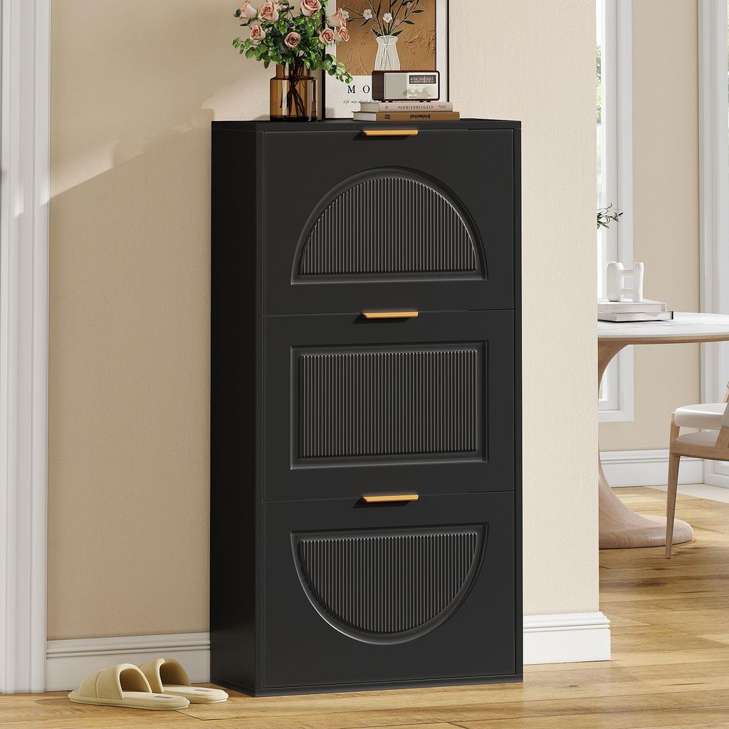 Merax Schuhschrank Schuhkipper mit 3 Klappen, Metallgriff, Produktbild 