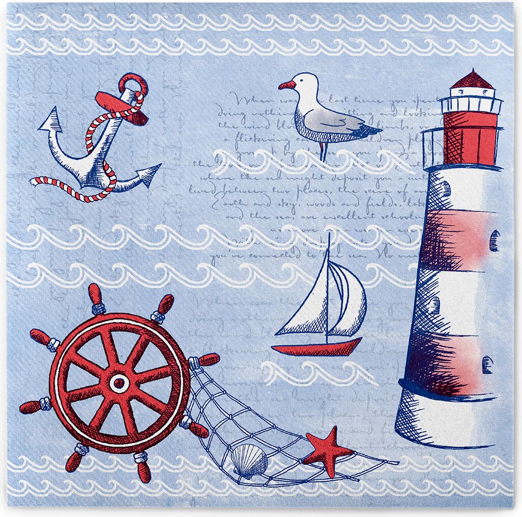 Sovie HORECA Serviette Meeresbrise in Blau aus Linclass Airlaid 40 x 40 cm, 50 Stück - Maritim