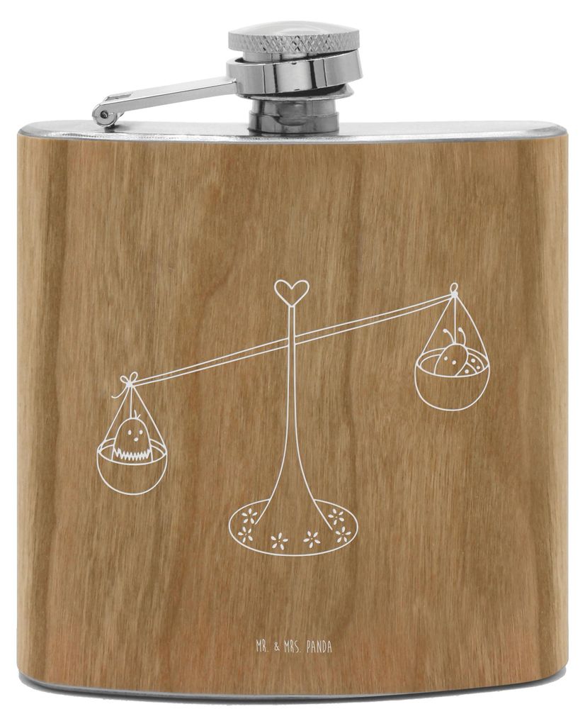 Mr. & Mrs. Panda feldflasche Sternzeichen Waage - Transparent - Geschenk, Hummel, spirituosenflasche, Schnaps Flachmann, Gleichgewicht, Edelstahl, ...