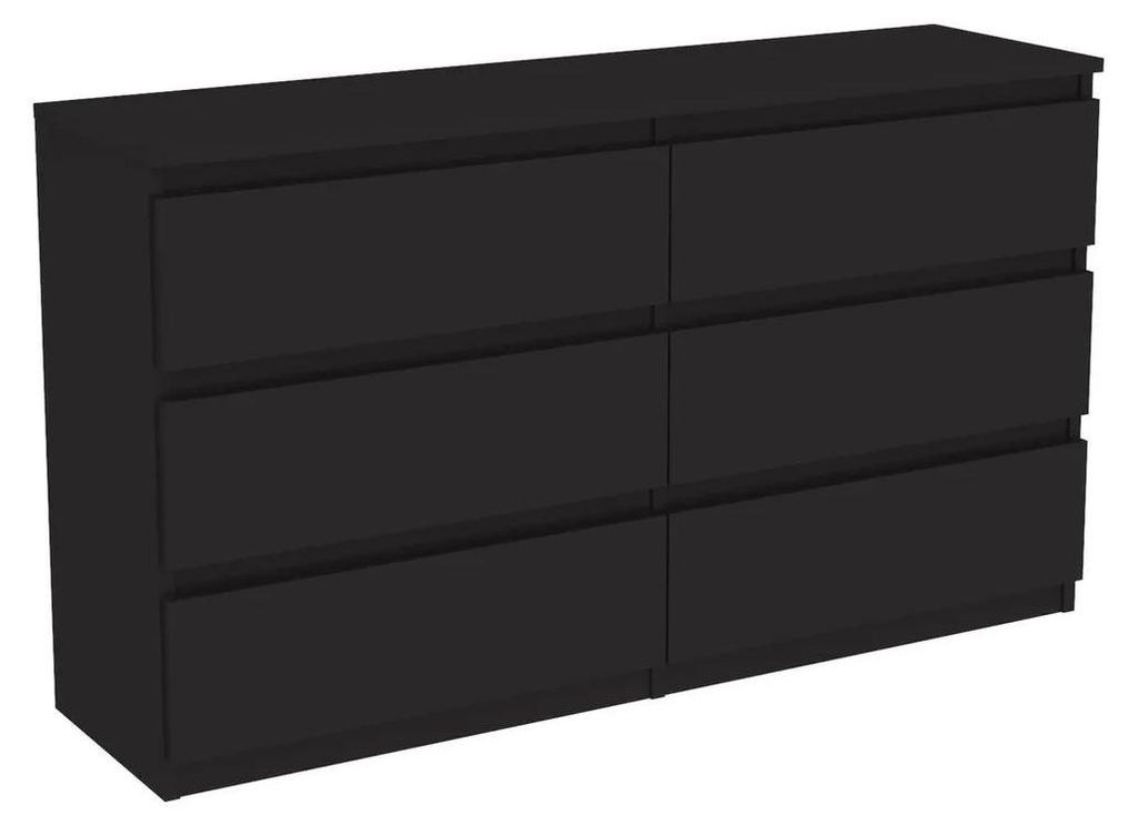 Černá komoda se zásuvkami, 120 cm, 6 zásuvek, vhodná do Obrázek produktu 