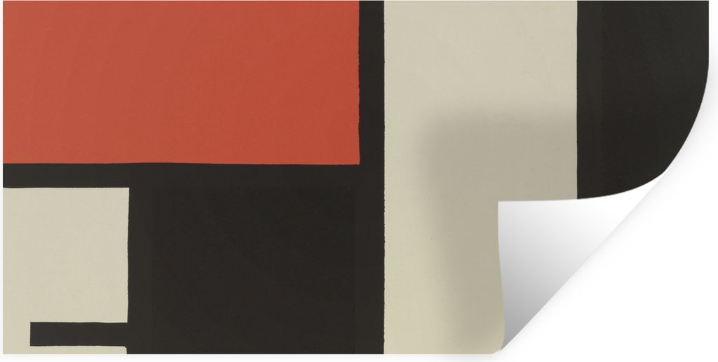 MuchoWow Wandtattoo Wandsticker Wandaufkleber Komposition mit rotem Quadrat, schwarz, blau - Piet Mondrian 40x20 cm Selbstklebend und Repositioni...