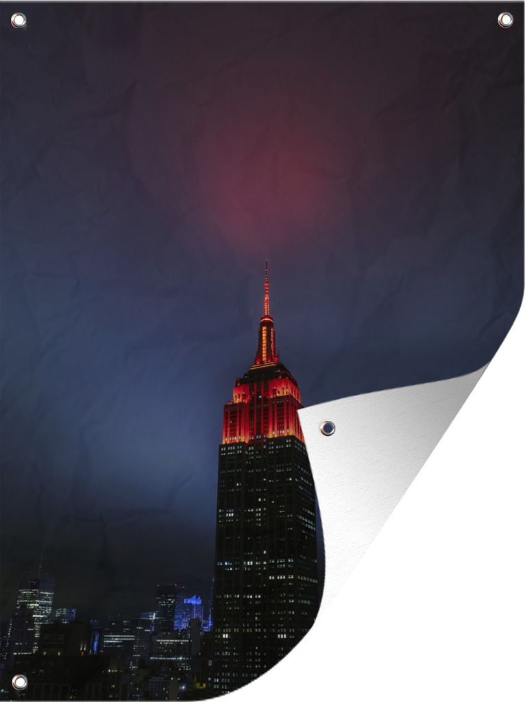 MuchoWow 30x40 cm Outdoor-Poster Gartendeko Sichtschutz Garten Poster für den Garten Rote Farbe an der Spitze des Empire State Building in New York