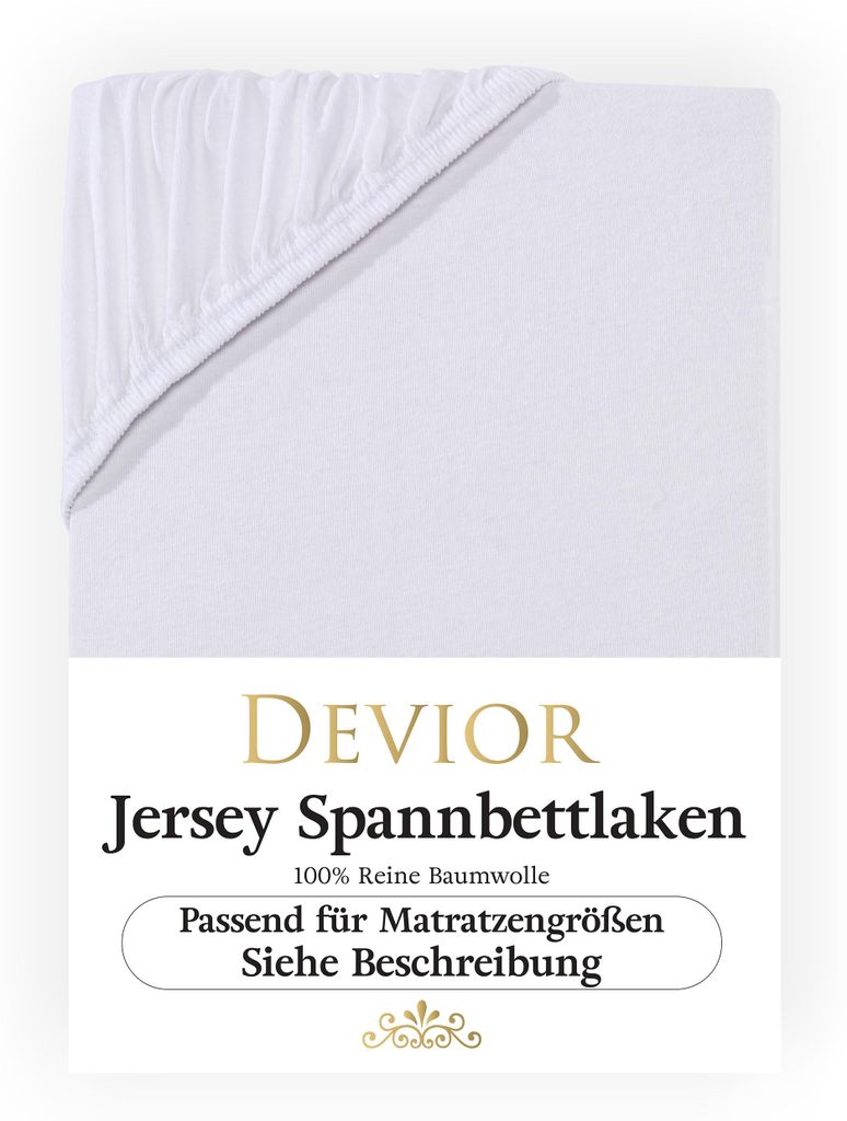 Devior Jersey Spannbettlaken 180x200 - 200x200 cm weiß Produktbild 