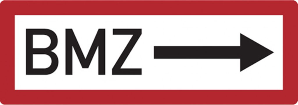 Dreifke Feuerwehrschild, BMZ (Brandmeldezentrale) mit Pfeil nach rechts - DI...