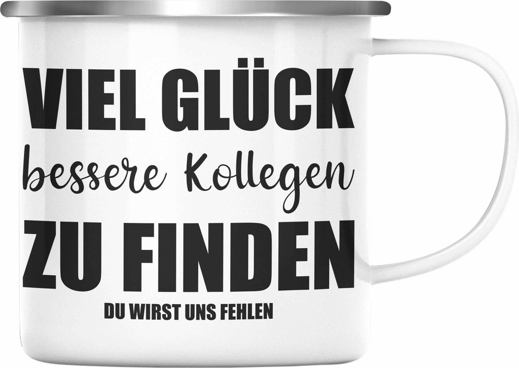 Jobwechsel Emaille Tasse Geschenk Kollegin Kollege Lustig Abschiedsgeschenk Sprüche - Viel Glück (Silber)