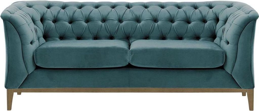 Zweisitzer-Sofa Chesterfield Modern Wood aus medizinischem Schaumstoff-Velluto 12-wax black