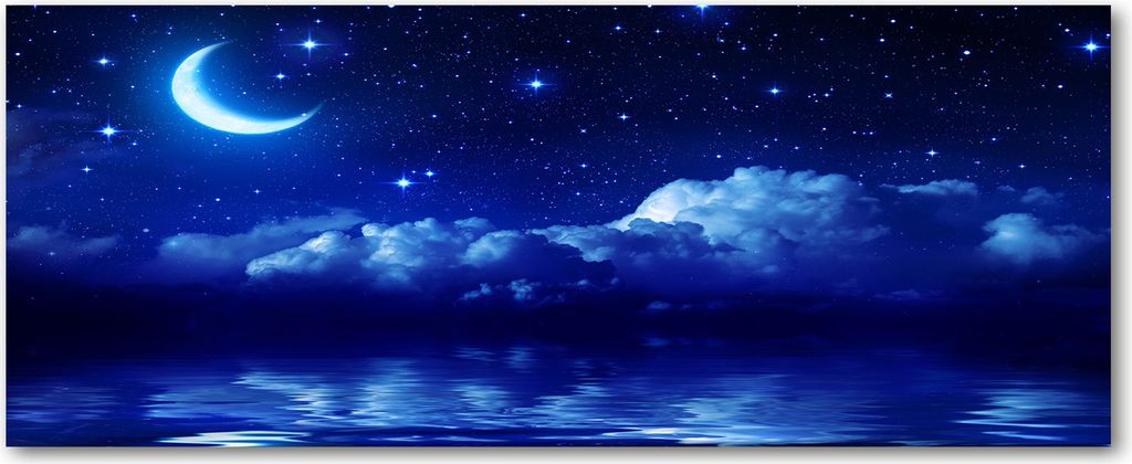 Tulup Leinwandbild - 125x50 cm - Wandkunst - Drucke auf Leinwand - Leinwanddruck - Landschaften - Blau - Himmel in der Nacht