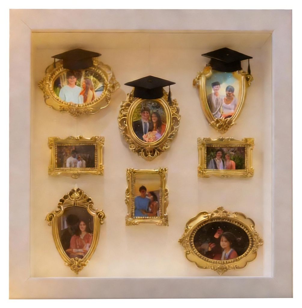 DIY Mini-Museums-Silhouette-Box mit Beleuchtung, Mini-Museums-Bilderrahmen mit Absolventenhüten, Erinnerungs-Vitrinen-Set für Absolventen