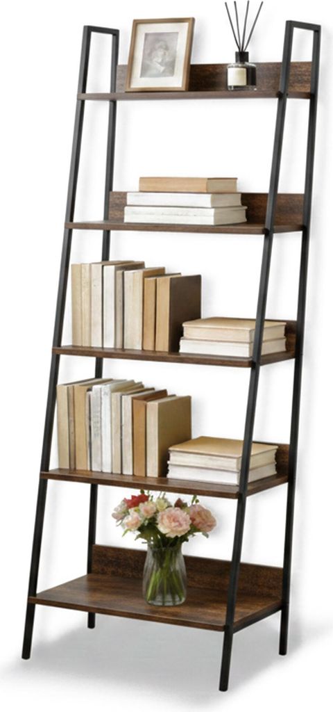Scaffale da terra Relaxdays, moderno scaffale a scala con 5 Immagine del prodotto 