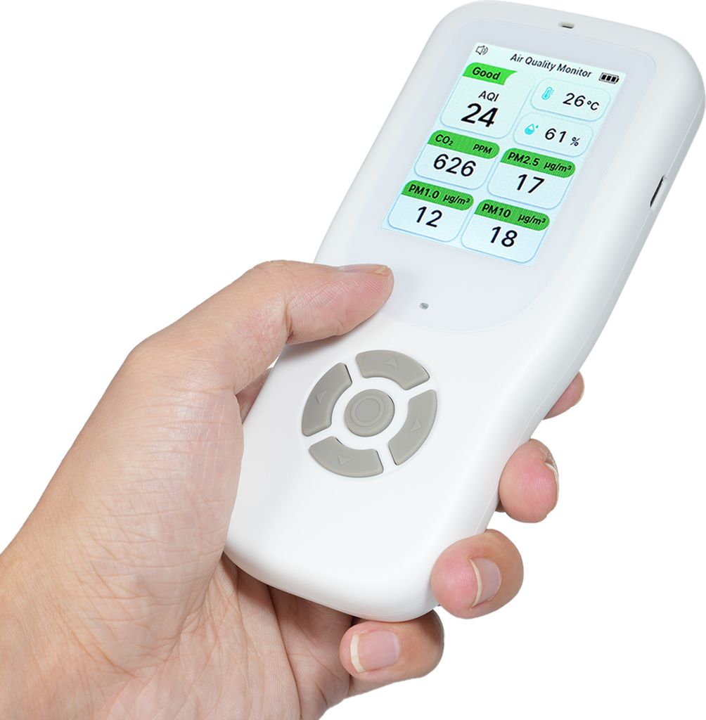 9-in-1 Luftqualitätsmonitor Indoor Handheld AQI/CO?/PM2.5/PM1.0/PM10/HCHO/TVOC/Temperatur/Luftfeuchtigkeit Detektor Echtzeitüberwachung Großes D...