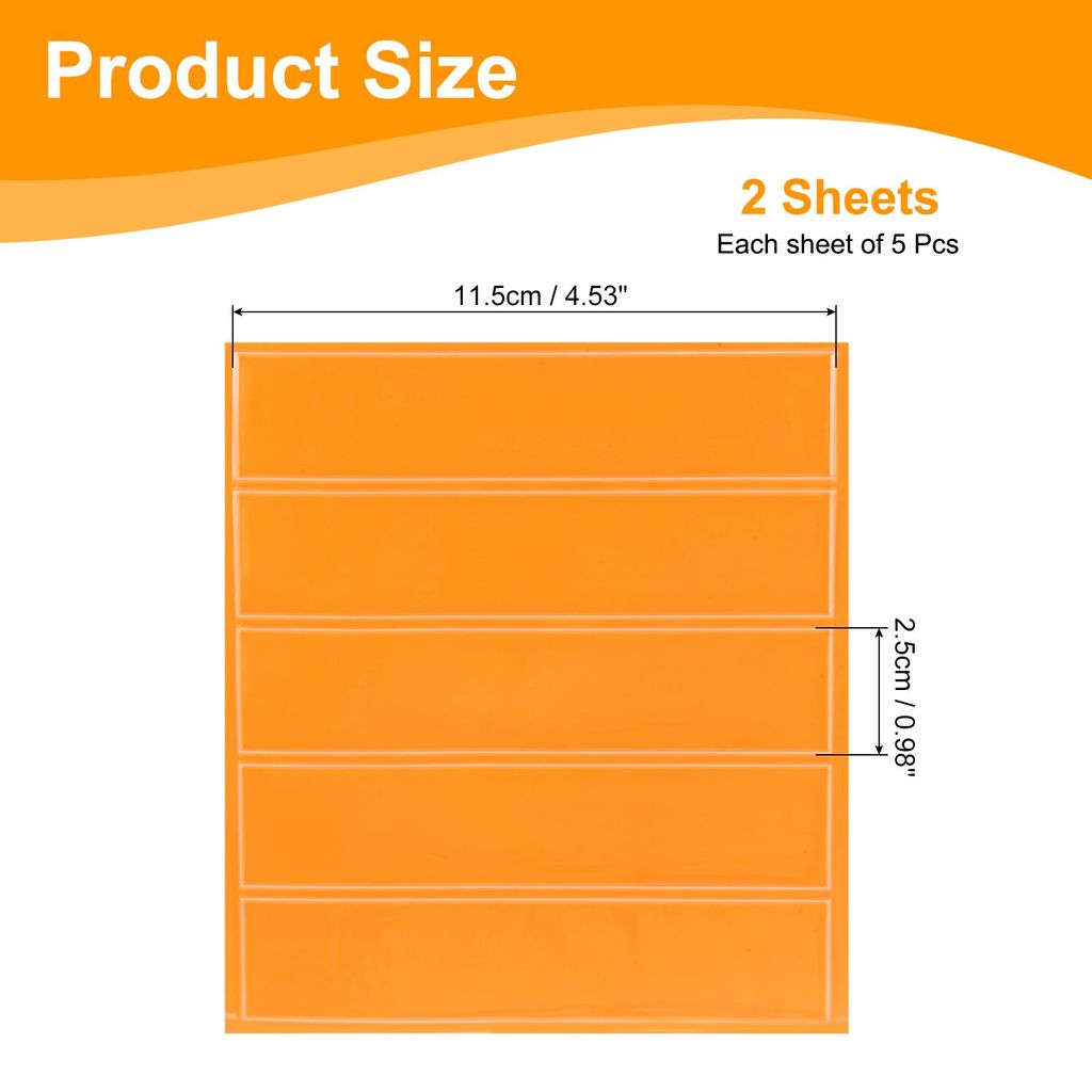 2 Bl?tter Reflektoren Aufkleber Orange Gelb, 11,5 x 2,5cm Sicherheits Reflektierende Aufkleber Wasserdicht Warnaufkleber fš¹r Kleidung Tasche Ruc...