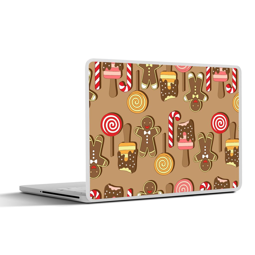 MuchoWow Laptop Aufkleber Sticker Cover Weihnachten - Plätzchen - Süßigkeiten - Muster 30x21 cm - Sticker für Laptop - Selbstklebend