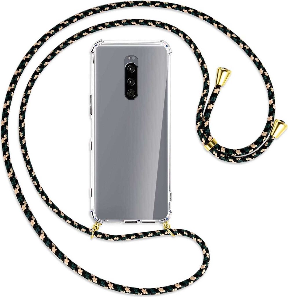 Handykette Backcover-Schutzhülle mit Band (Metall goldfarben) für Sony Xperia 1 - camouflage