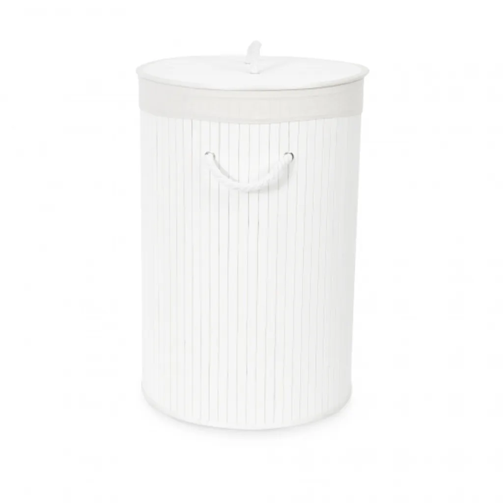 Rangement linge sale Compactor Free 60 cm en bambou blanc moderne