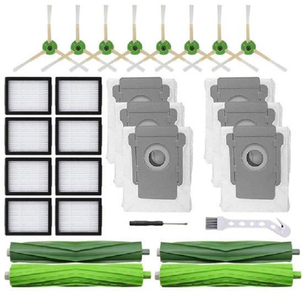 Staubsaugerzubehör - Zubehörset - geeignet für iRobot Roomba-Staubsauger (i7, i7+, E5, E6, 800/900-Serie) - 4 Hauptbürsten, 8 Filter, 8 Seitenb...