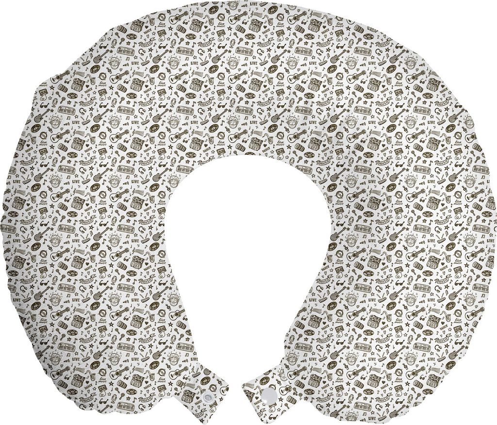 ABAKUHAUS Hipster Reisekissen Nackenkissen, Bearded Musiker Gitarre, Schaumstoff Reiseartikel für Flugzeug und Auto, 30x30 cm, Olivengrün Weiß