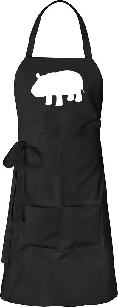 Huuraa Schürze Nilpferd Silhouette Schwarz mit Taschen Baumwolle Kochschürze Geschenkidee