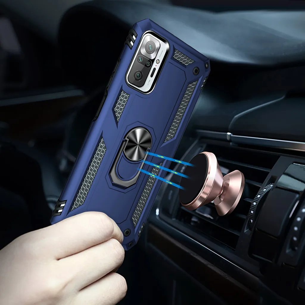 HONLEN Custodia In Pelle Per Redmi Note 10 Pro, Cover Business Con Retro In Pelle PU E Paraurti Airbag, Anti-impronta, Nero