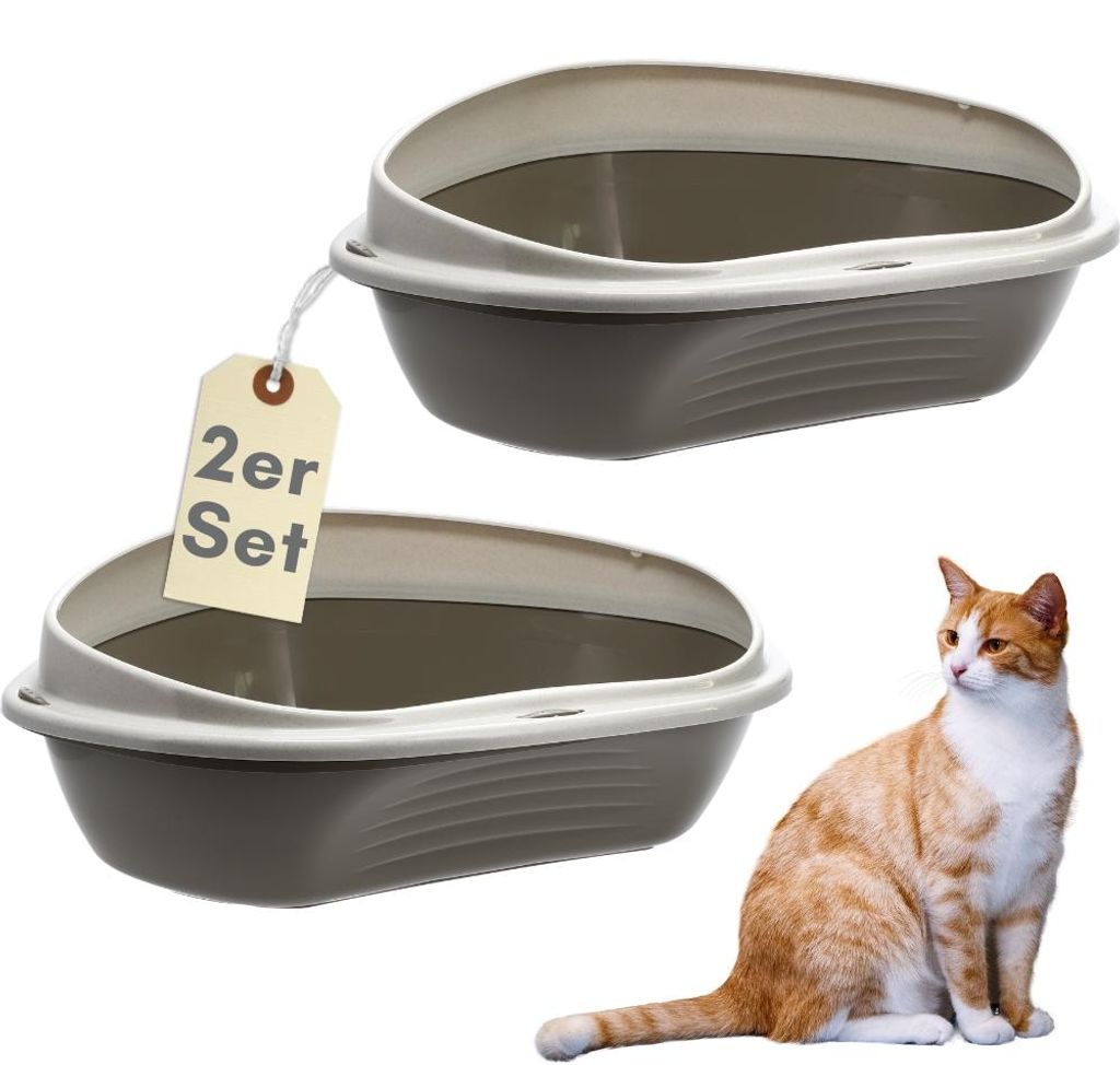 2er Set Katzenklo Ecke XXL Eck Katzentoilette mit Rand ohne Produktbild 