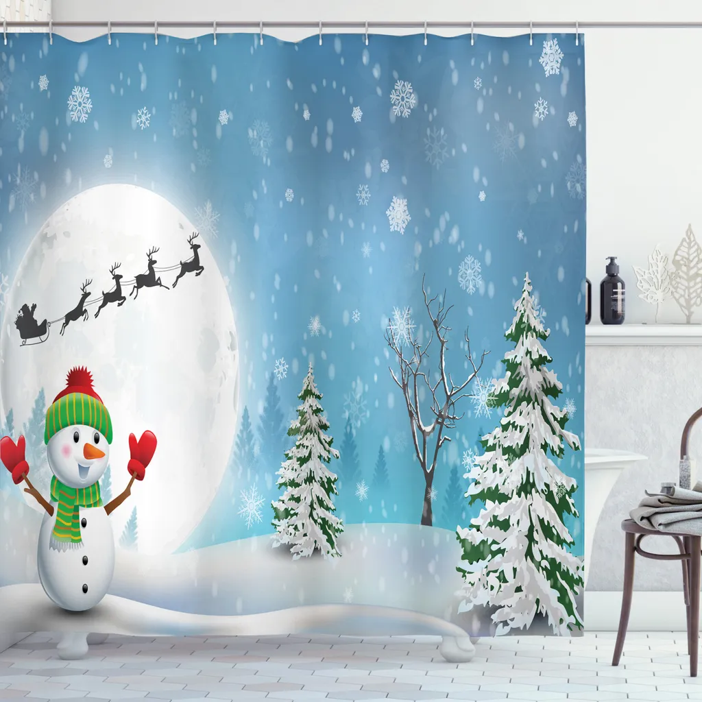 Offerta Natale: Tenda Doccia Grande ABAKUHAUS con Renna e Babbo Natale