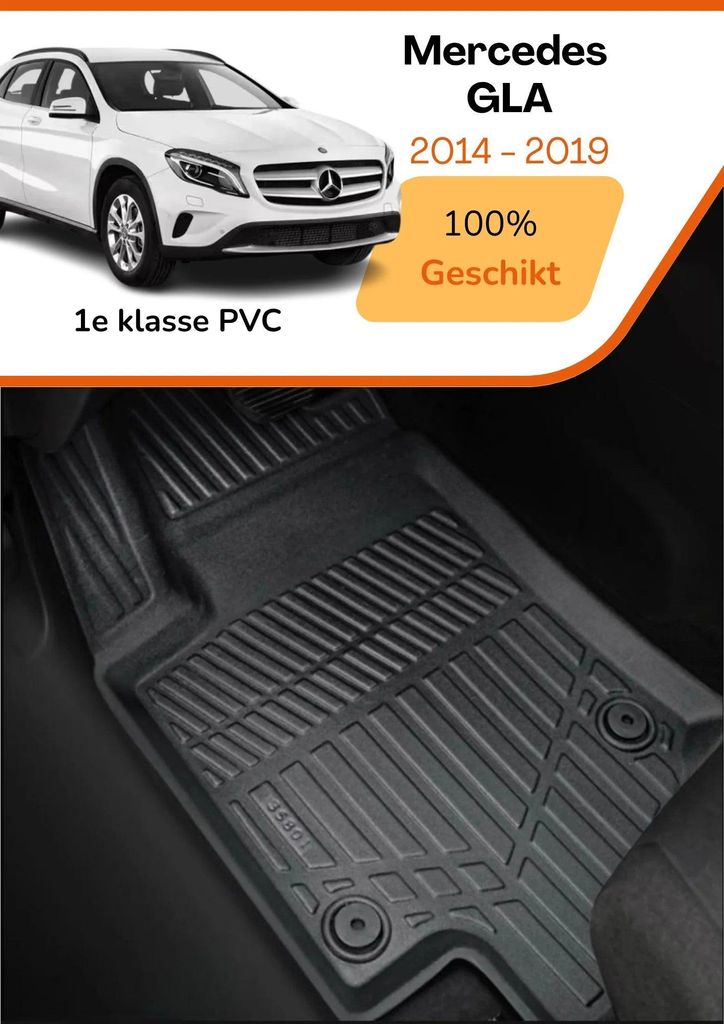 Mercedes GLA (X156) 2013–2019 – Premium Carbonlook Fußmatten – Hochwertiges TPE – Allwetter-Schutz – Erhöhte Ränder – Rutschfest