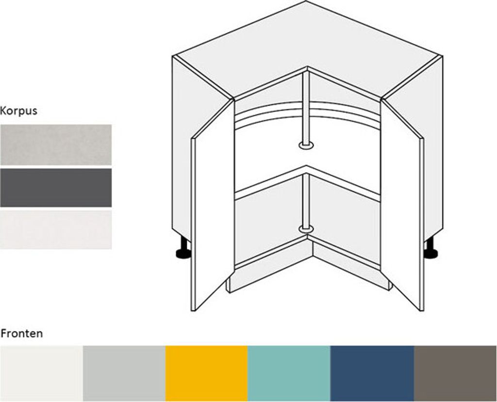 Unterschrank NAPOLI D12/90 mit Einlegeboden grau / RAL 7039 qurazgrau Hochglanz