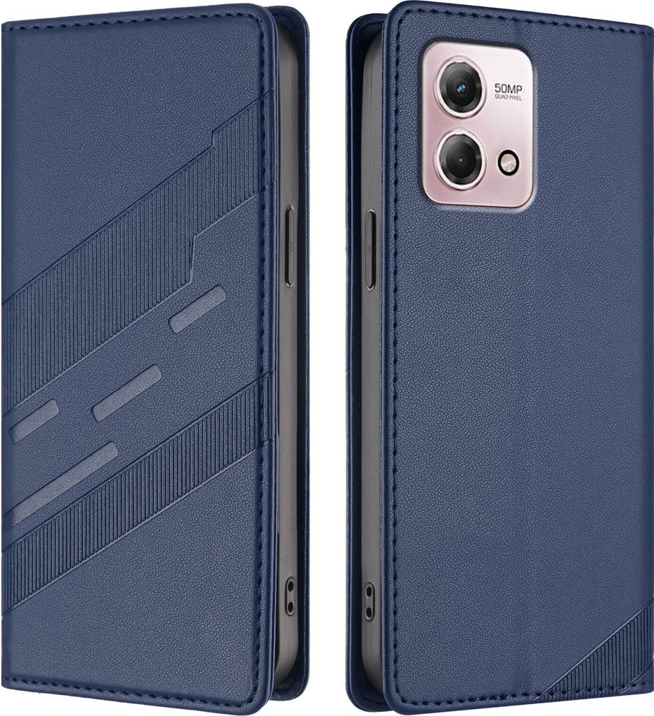 Hülle für Motorola Moto G Stylus 4G 2023, Kunstleder Brieftaschen Handyhülle mit Kartenfach und Standfunktion Blau