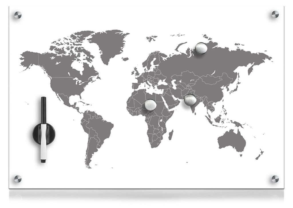 keine Marke 11673 Glas-Memoboard World 60x40cm Immagine del prodotto 
