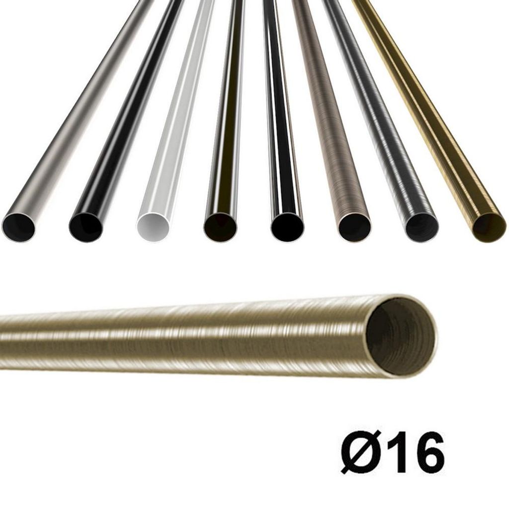 MDEKOR Metallrohr für Gardinenstange, 16 mm, Antik Gold, 200 cm