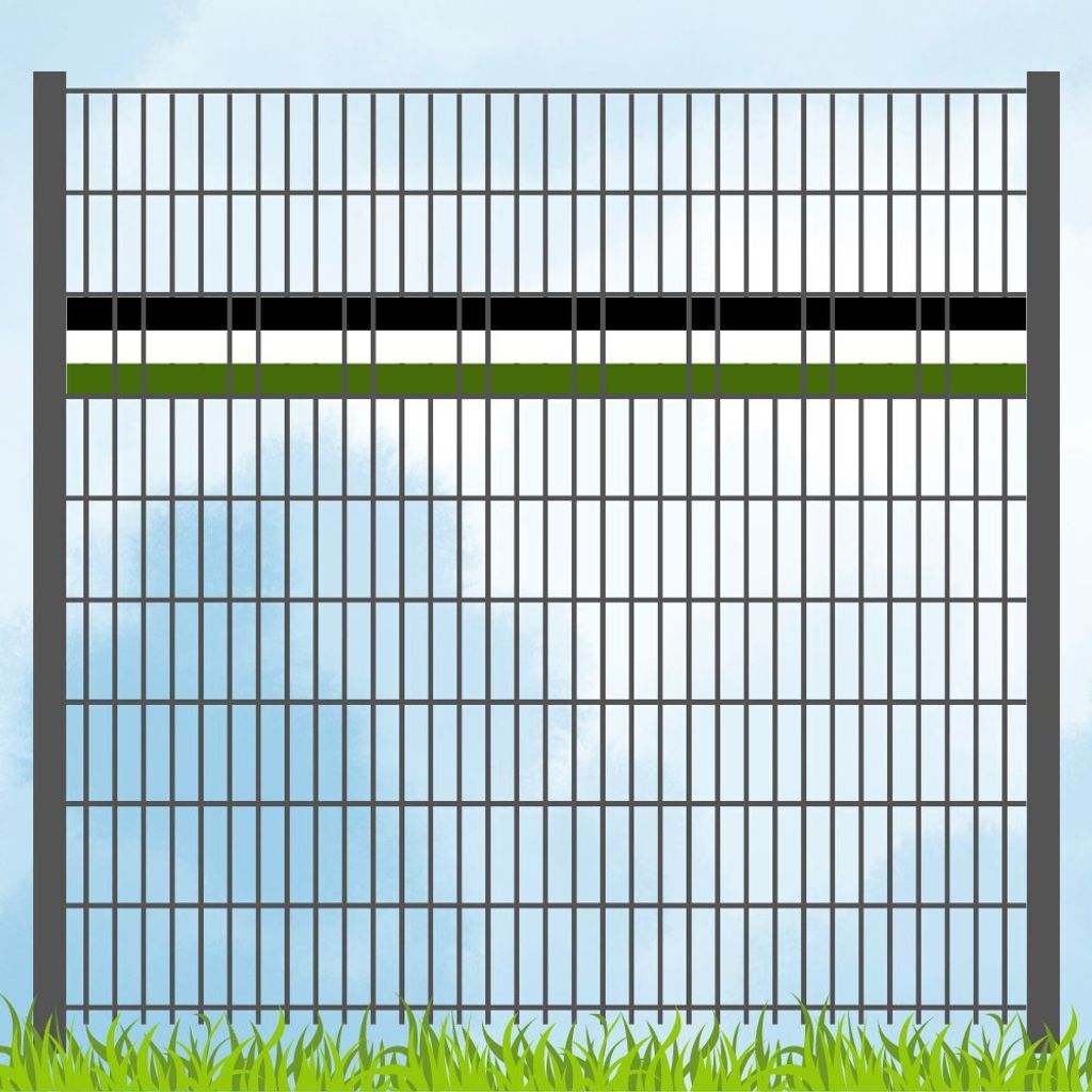 Sichtschutzstreifen in Vereinsfarben - Set SCHWARZ-WEISS-GRÜN Akzentstreifen
