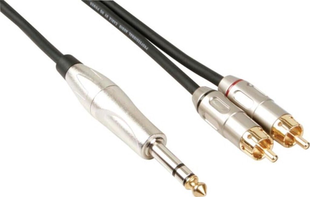 HQ-Power RCA-Klinken-Kabel, 2 x RCA männlich, 1 x Klinke 6,35 mm, Stereo, 6 m, perfekt für die