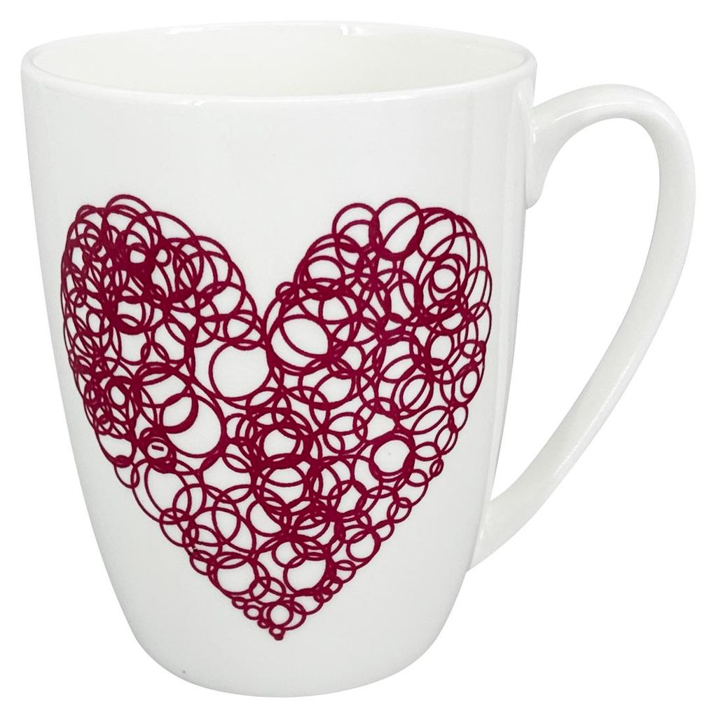 Porcelánový hrnek Luna Heart B, 350 ml, bílý/červený Obrázek produktu 