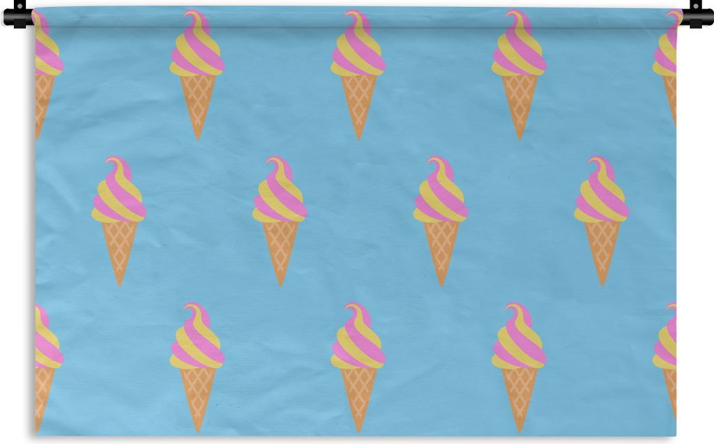 MuchoWow Wandteppich Wandbehang Eiscreme - Muster - Blau 120x80 cm Tapisserie Dekoration Wandtuch - Wanddekorationen - Wandtücher