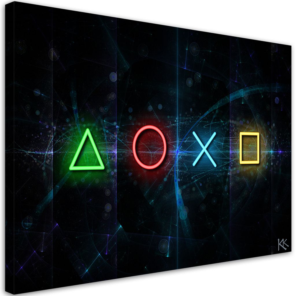 Leinwandbild Controller-Tasten 100x70 Feeby Blau bild für Produktbild 