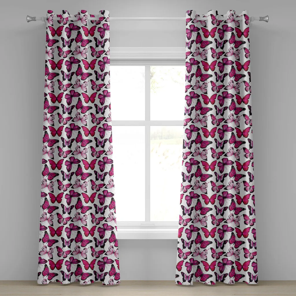 Rideau de décoration printanière pour fenêtre 280x175 cm rose et noir