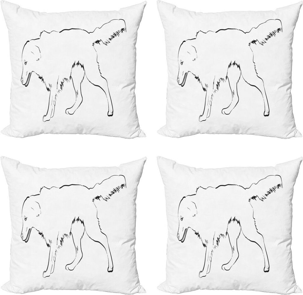 ABAKUHAUS Golden Retriever Kissenbezug Set (4 Stück), Thoroughbred Furry, Moderner Doppelseitiger Digitaldruck, 50 cm x 50 cm, Schwarz und weiß